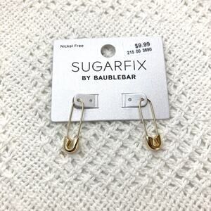 Safety Pin Earrings SUGARFIX by Baublebar Gold Tone Dangle NEW